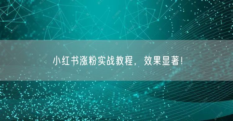 小红书涨粉实战教程，效果显著！