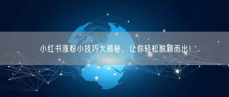 小红书涨粉小技巧大揭秘，让你轻松脱颖而出！